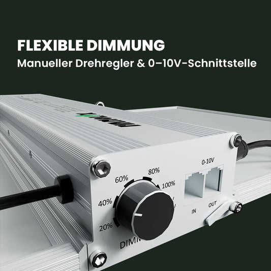 Dimmung einer Growealth LED-Pflanzenlampe zur Stromverbrauch Kontrolle